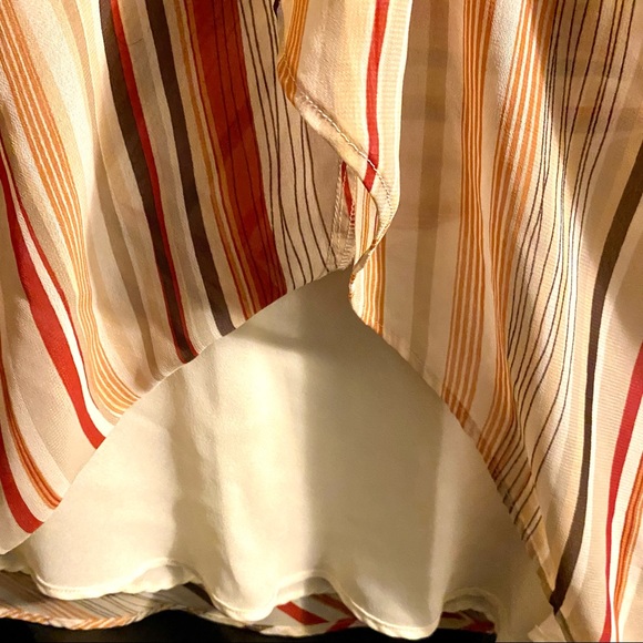 Lane Bryant BURNT ORANGE & BROWN diagonal stripe asymmetrical skirt with lining. - Picture 5 of 5